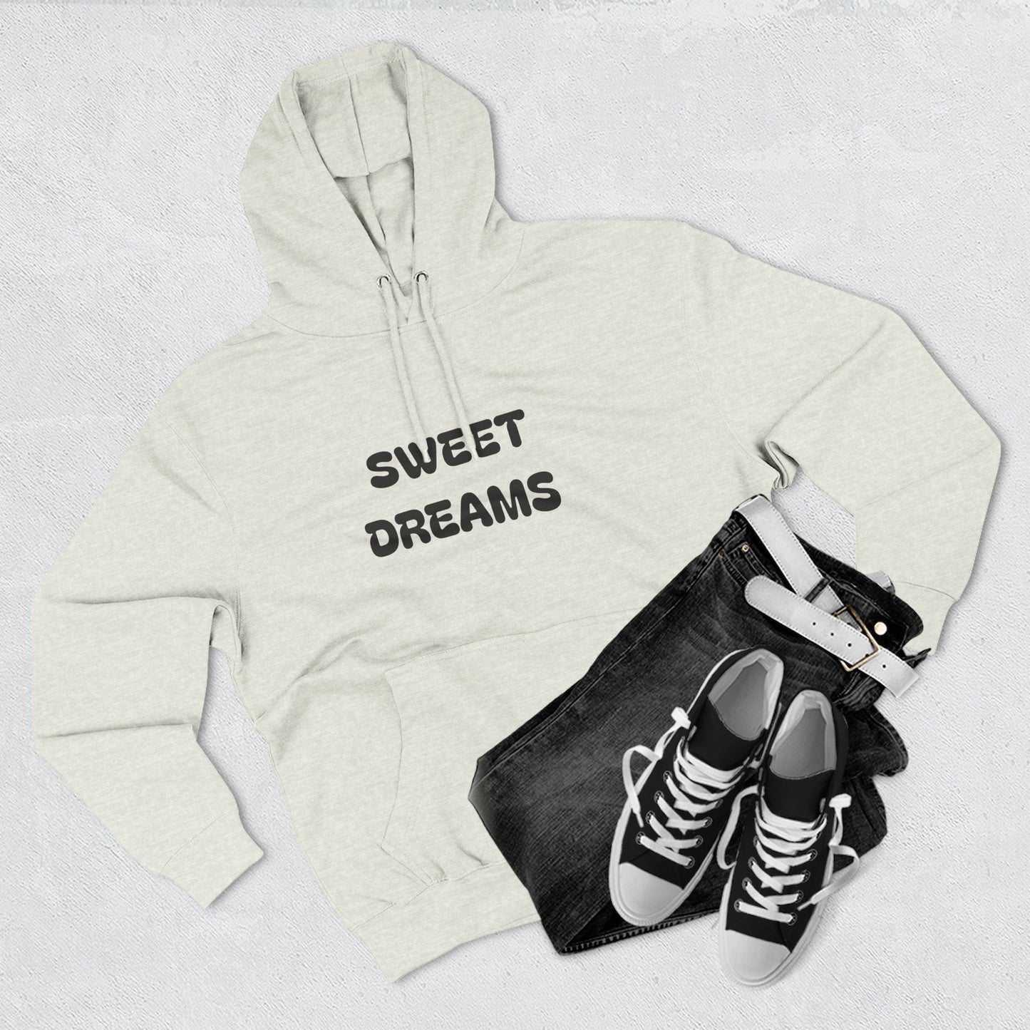 Three-Panel Fleece Hoodie - Sweet Dreams & Too Cute to Ghost, Cozy Hoodie for Fall, Cute Casual Wear, Gift for Halloween, Funny Hoodie