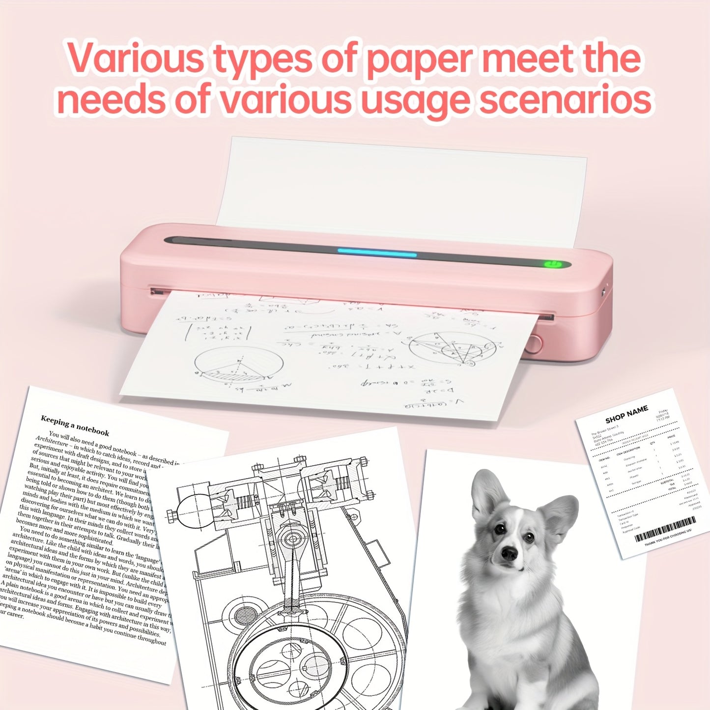 Orexy™ Portable Wireless  Thermal  Printer with  Upgraded  Thermal Paper- For Business Travel