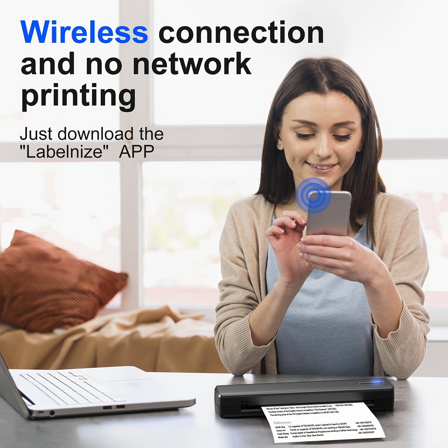 Orexy™ Wireless Inkless portable Thermal Printer. Compatible with Iphone & Laptop