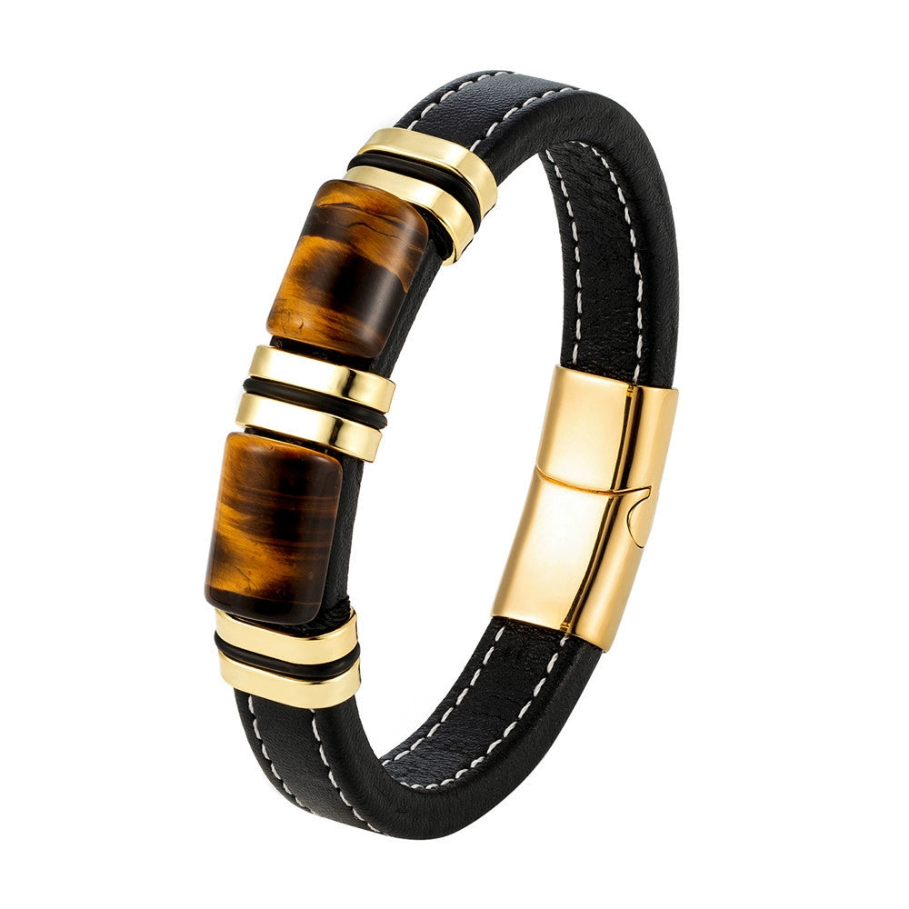 Orexy™ Recurrent Fate Year Good Luck Bracelet – Tiger’s Eye & Leather Fusion for Power, Protection & Prosperity