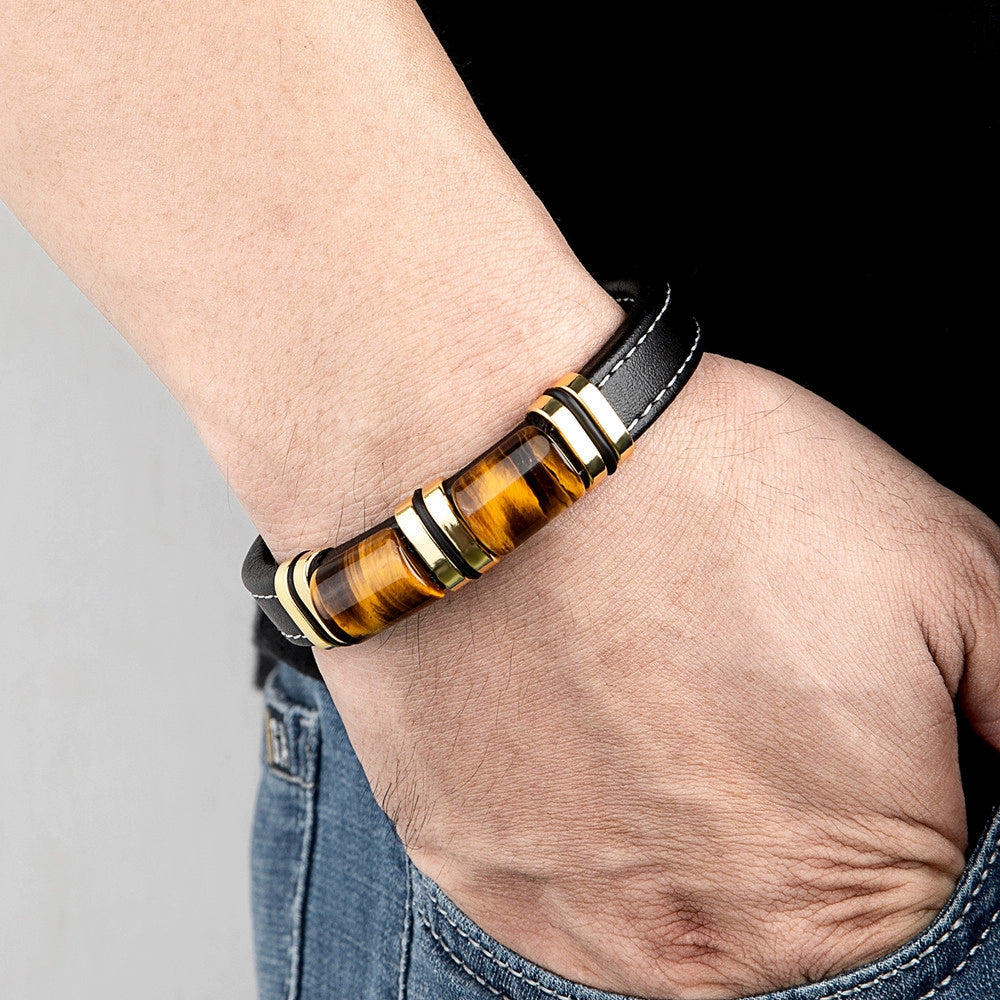 Orexy™ Recurrent Fate Year Good Luck Bracelet – Tiger’s Eye & Leather Fusion for Power, Protection & Prosperity