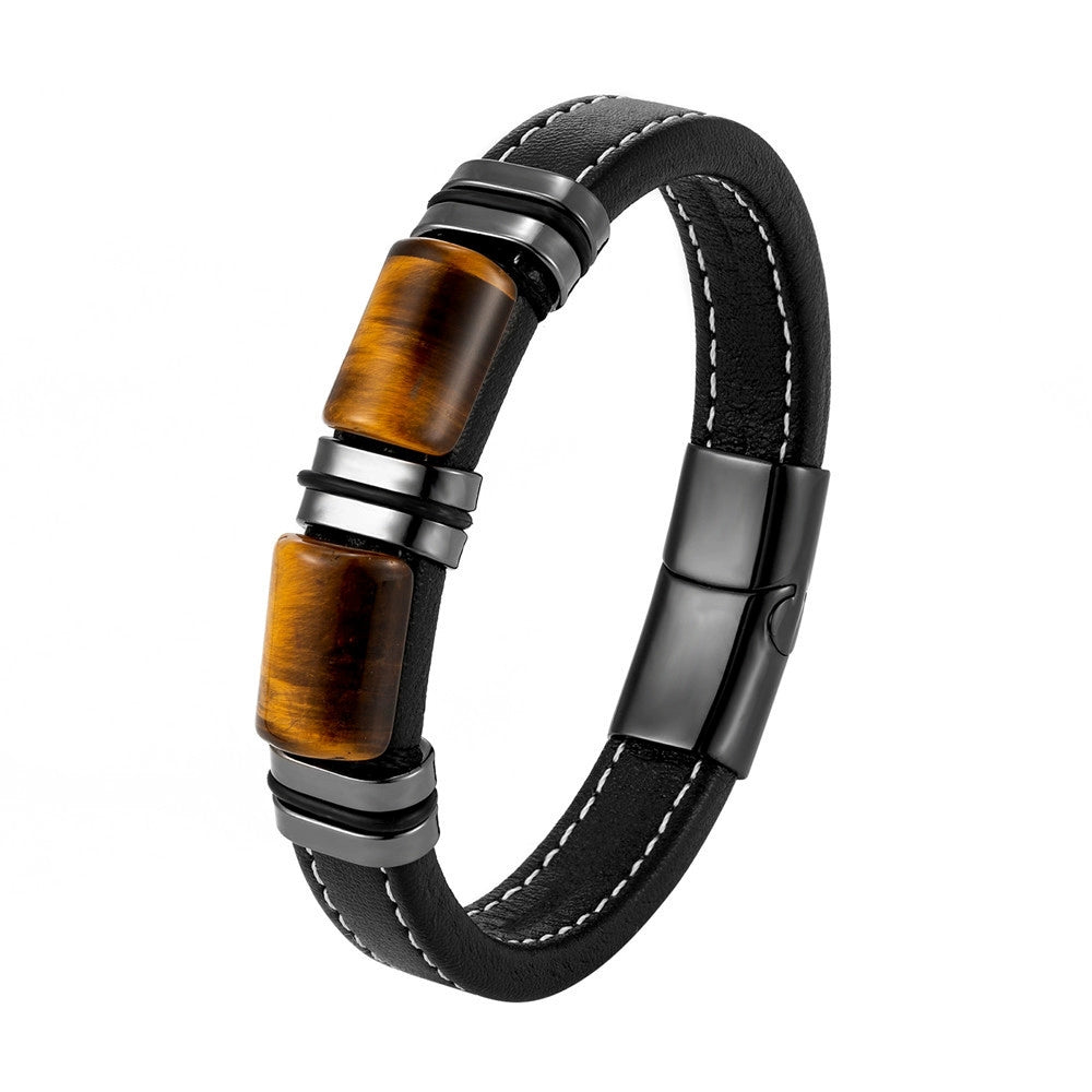 Orexy™ Recurrent Fate Year Good Luck Bracelet – Tiger’s Eye & Leather Fusion for Power, Protection & Prosperity