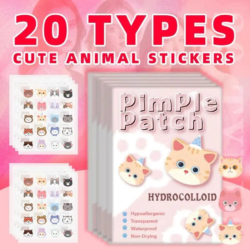 600pcs Cute Cat Shaped  Invisible Acne Cover Removal Pimple Patch 20 Type Acne Treatment Sticker