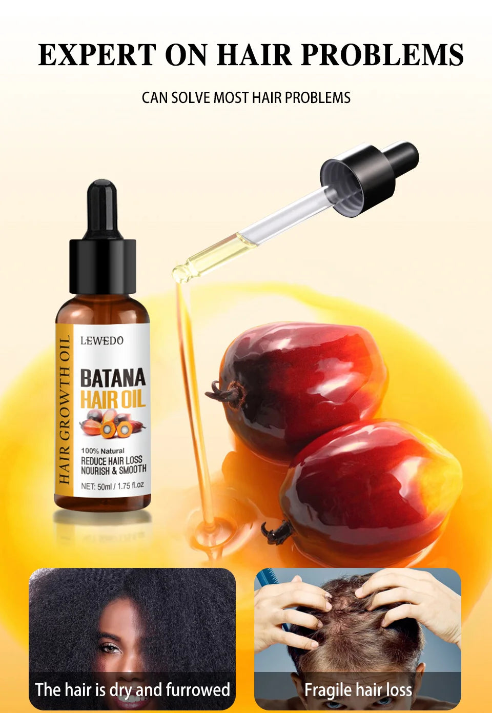 Hair Growth Batana Oil Serum Fast Growing Hair Essential Oil Beauty Hair Care Anti-Hair Loss Essence Natural Repair Damaged Hair