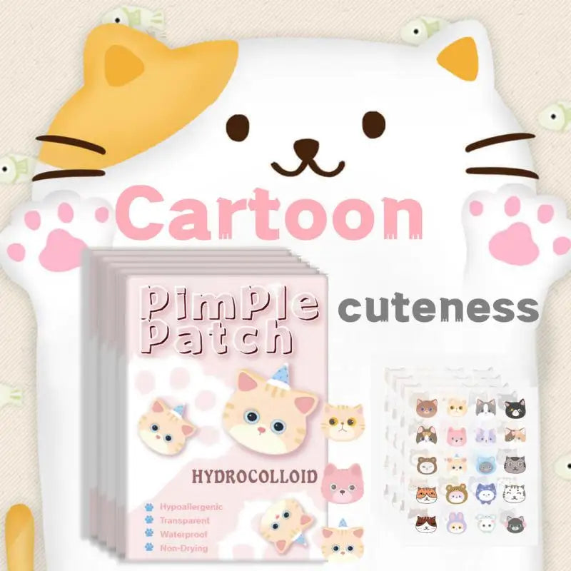 600pcs Cute Cat Shaped  Invisible Acne Cover Removal Pimple Patch 20 Type Acne Treatment Sticker