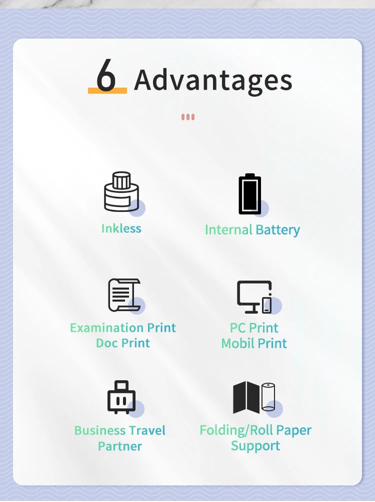 Orexy™ Wireless Inkless portable Thermal Printer. Compatible with Iphone & Laptop