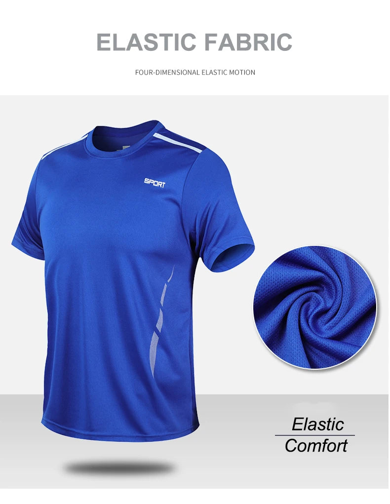 CHRLCK Men's Quick Drying Running Sets Breathable Hiking Fishing T-Shirt Short Soft Elasticity Gym Fitness Suits Outdoor Sports