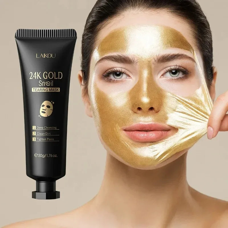 1/2/3pcs Amazing 24K Gold Snail Collagen Peel Off Tearing Face Mask Deep Cleansing Remove Blackhead Face Care Tear Off Mask