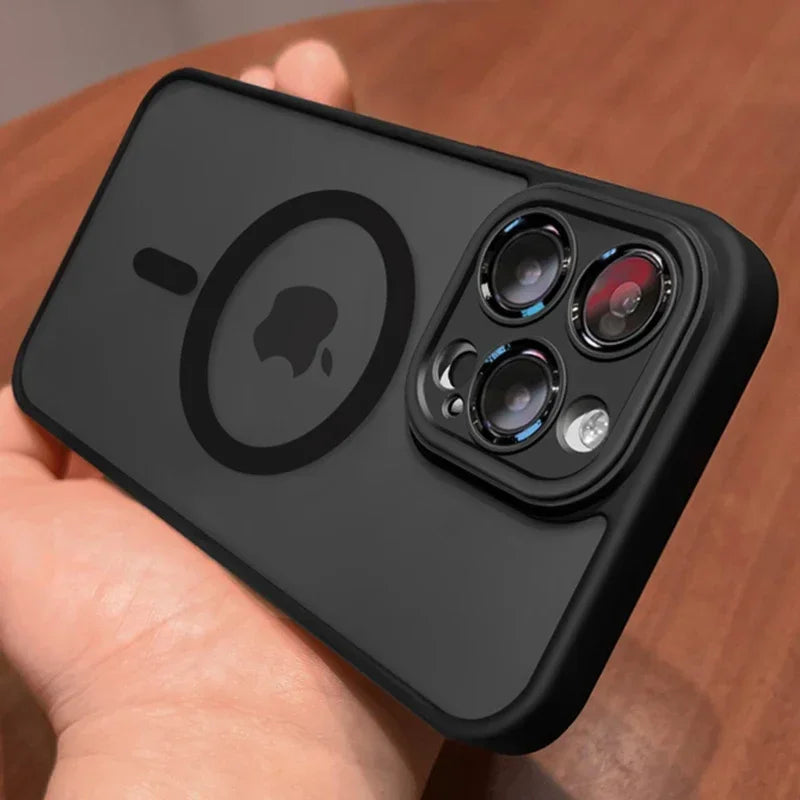 Original Case For iPhone 17 Air 16 15 14 13 12 11 Pro Max Plus For Magsafe Magnetic Wireless Charge Lens Protector Matte Cover