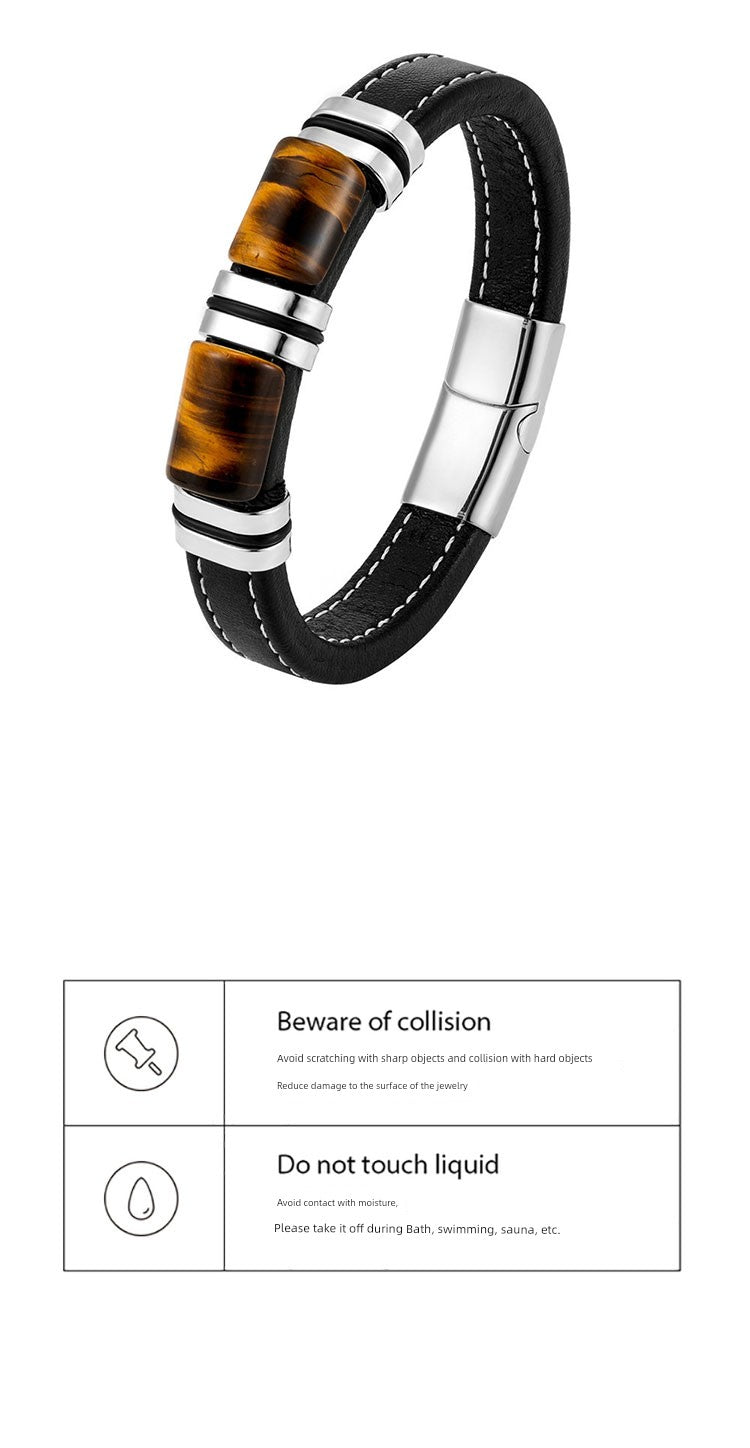 Orexy™ Recurrent Fate Year Good Luck Bracelet – Tiger’s Eye & Leather Fusion for Power, Protection & Prosperity