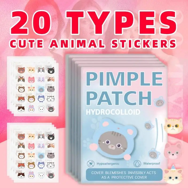 600pcs Cute Cat Shaped  Invisible Acne Cover Removal Pimple Patch 20 Type Acne Treatment Sticker