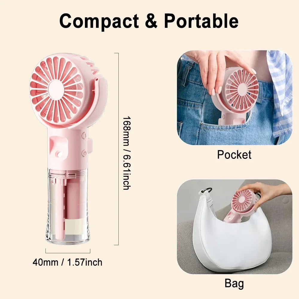 Portable Mini Handheld Humidifier USB Rechargeable Fan for Outdoor