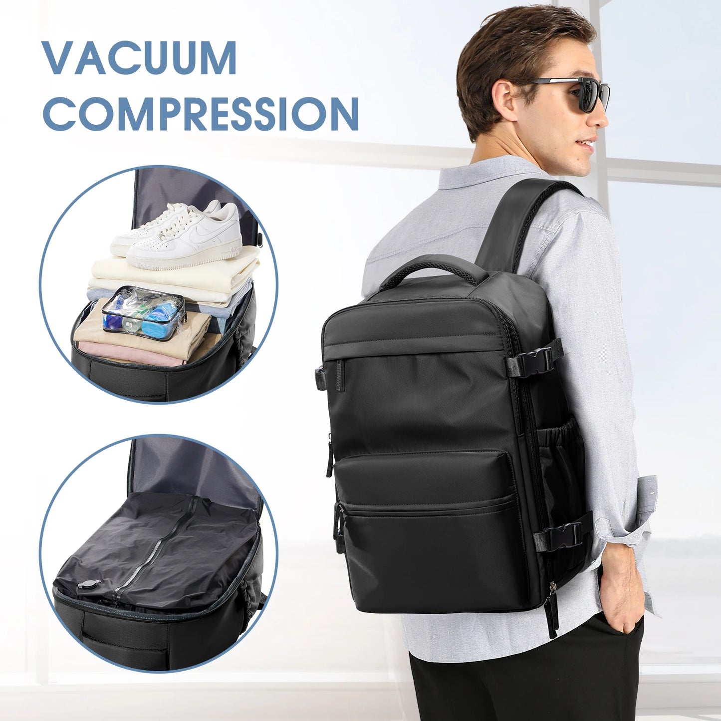 Vacuum Backpack Travel Bag for Men Large Capacity airback Backpack Business Laptop Backpack Women Expandable Backpack School Bag