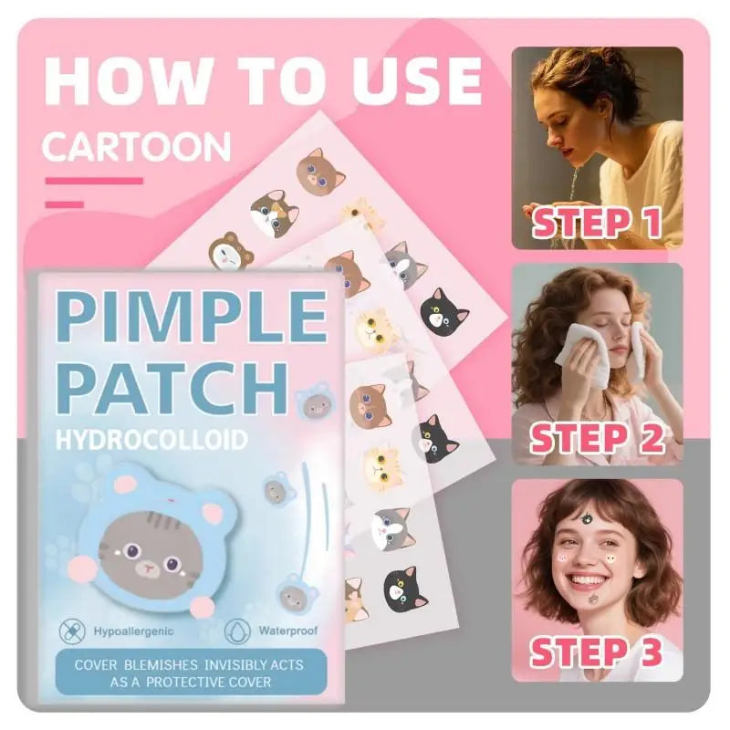 600pcs Cute Cat Shaped  Invisible Acne Cover Removal Pimple Patch 20 Type Acne Treatment Sticker