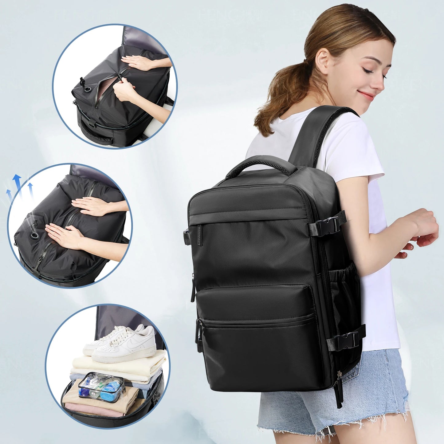 Vacuum Backpack Travel Bag for Men Large Capacity airback Backpack Business Laptop Backpack Women Expandable Backpack School Bag
