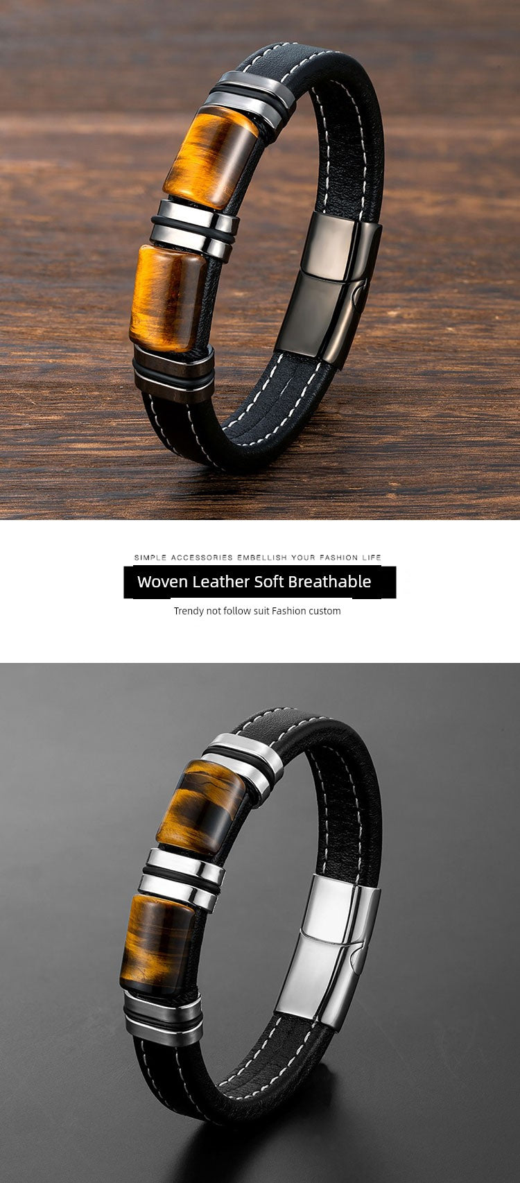 Orexy™ Recurrent Fate Year Good Luck Bracelet – Tiger’s Eye & Leather Fusion for Power, Protection & Prosperity