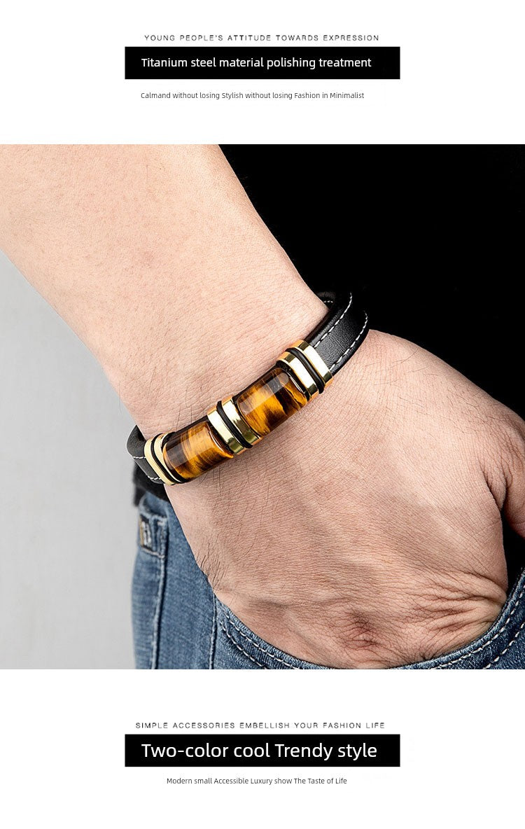Orexy™ Recurrent Fate Year Good Luck Bracelet – Tiger’s Eye & Leather Fusion for Power, Protection & Prosperity