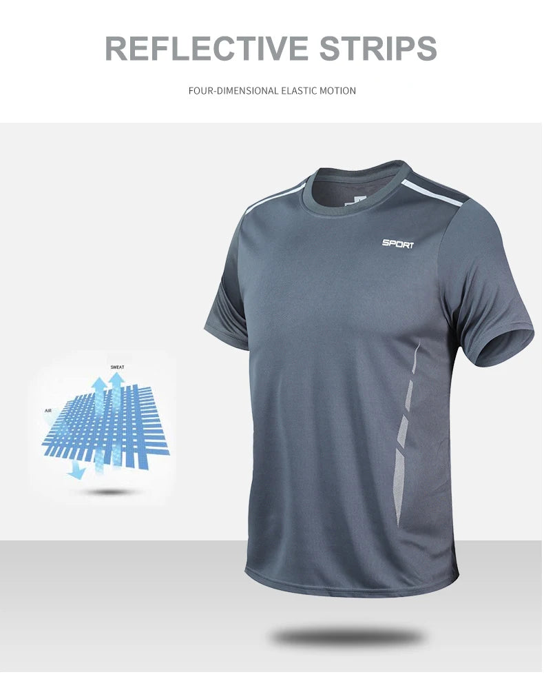 CHRLCK Men's Quick Drying Running Sets Breathable Hiking Fishing T-Shirt Short Soft Elasticity Gym Fitness Suits Outdoor Sports