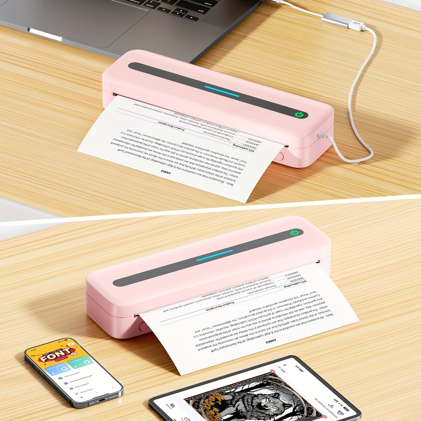 Orexy™ Wireless Inkless portable Thermal Printer. Compatible with Iphone & Laptop