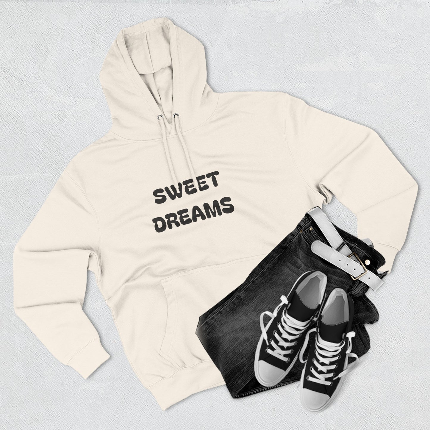 Three-Panel Fleece Hoodie - Sweet Dreams & Too Cute to Ghost, Cozy Hoodie for Fall, Cute Casual Wear, Gift for Halloween, Funny Hoodie