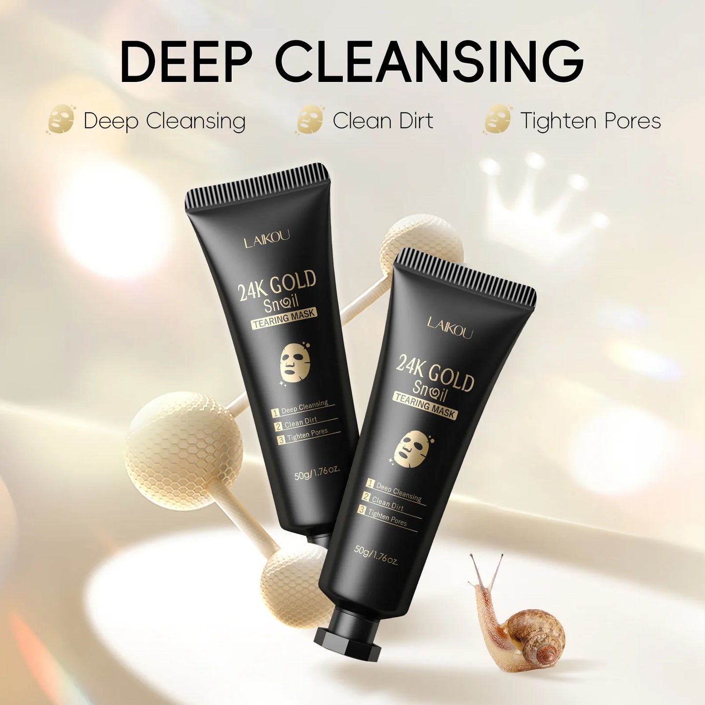 1/2/3pcs Amazing 24K Gold Snail Collagen Peel Off Tearing Face Mask Deep Cleansing Remove Blackhead Face Care Tear Off Mask