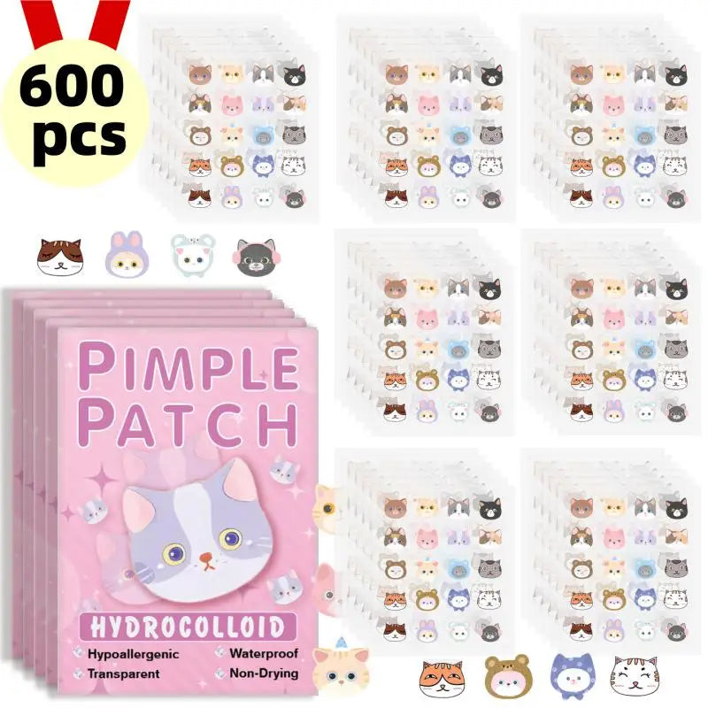 600pcs Cute Cat Shaped  Invisible Acne Cover Removal Pimple Patch 20 Type Acne Treatment Sticker