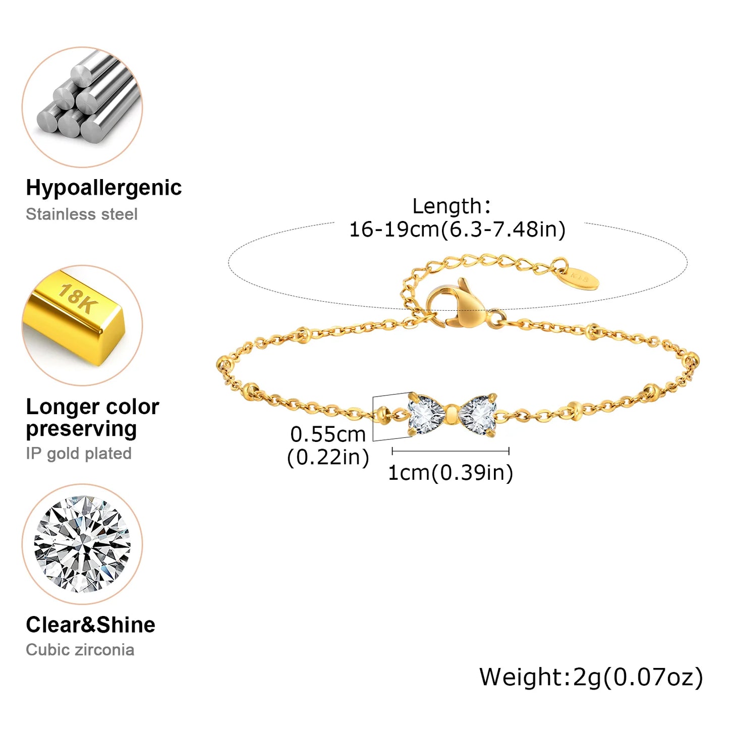 Orexy™ Zircon Bow Waterproof Bracelet for Women