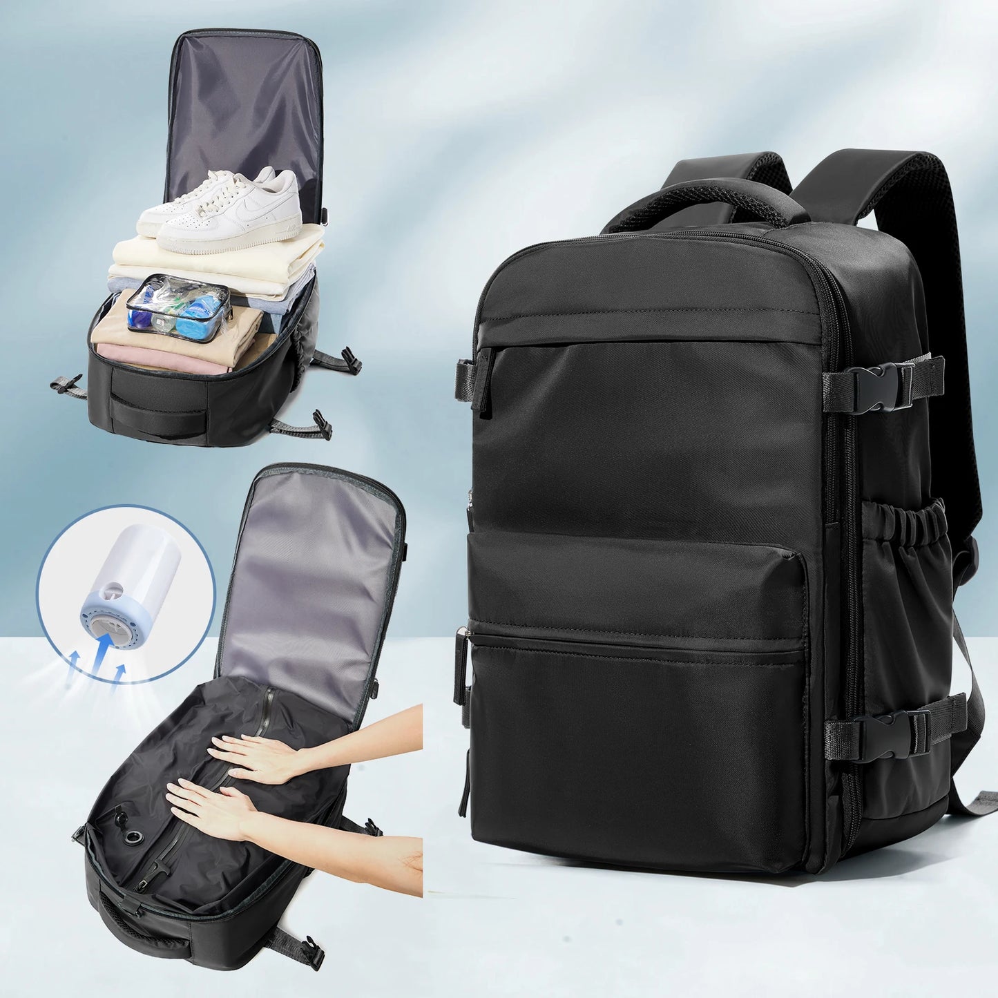 Vacuum Backpack Travel Bag for Men Large Capacity airback Backpack Business Laptop Backpack Women Expandable Backpack School Bag