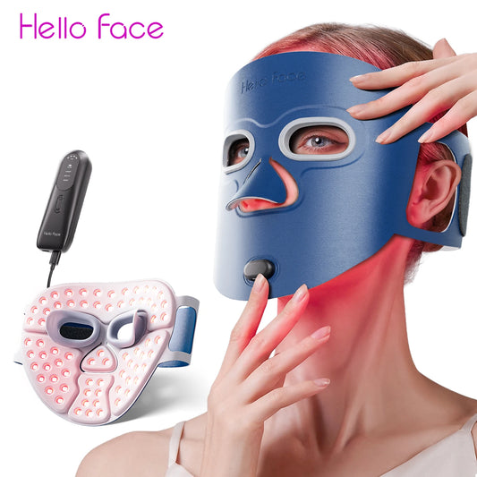 Face Beauty LED Infrared Red Light Mask for Wrinkle Reduction, Acne Treatment. 3000mAh Rechargeable Skin Care Device
