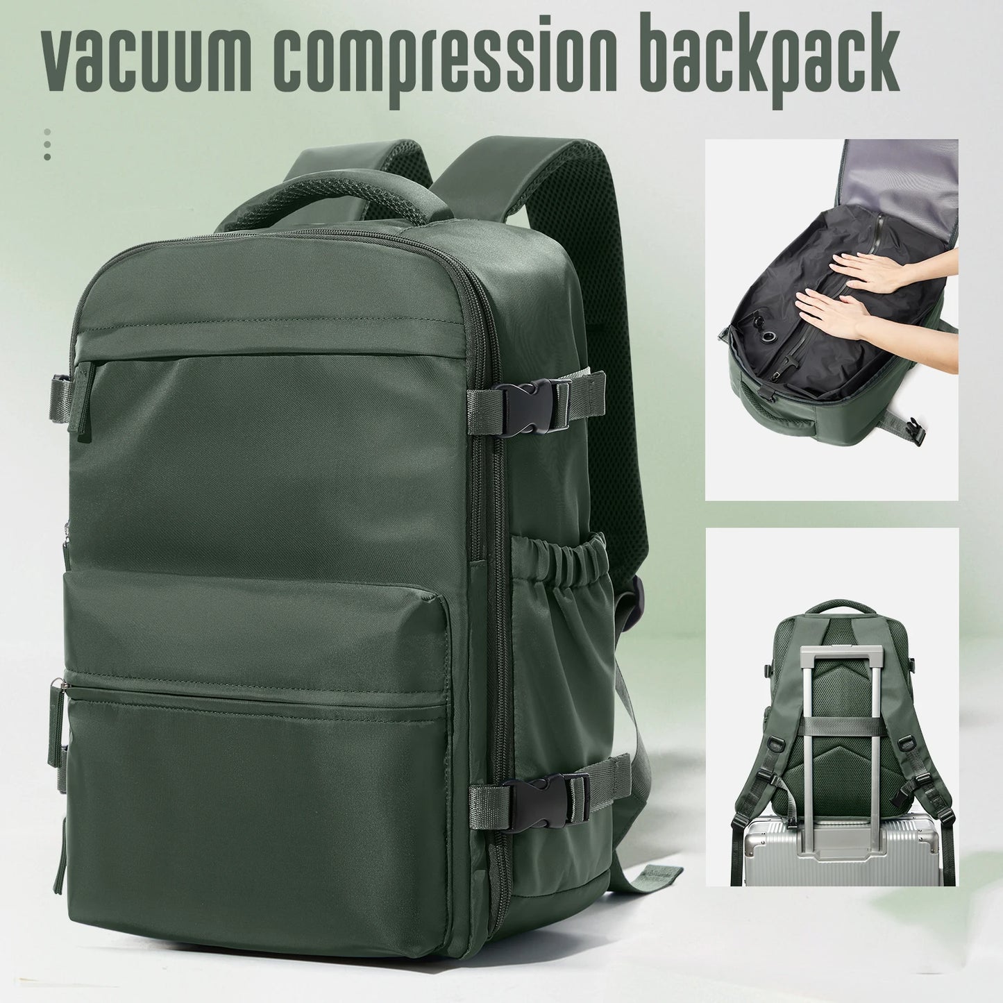 Vacuum Backpack Travel Bag for Men Large Capacity airback Backpack Business Laptop Backpack Women Expandable Backpack School Bag