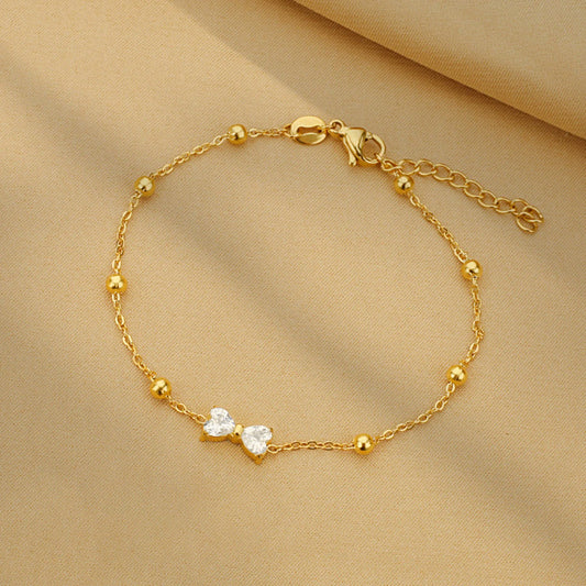 Orexy™ 316L stainless steel bow shiny zircon bracelet for women fashion