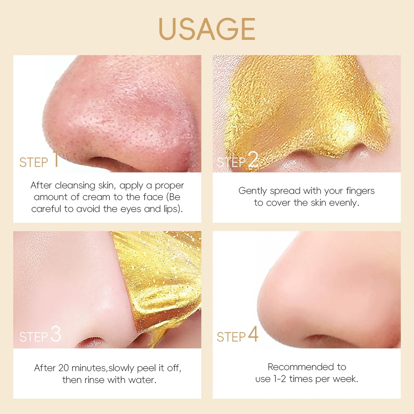 1/2/3pcs Amazing 24K Gold Snail Collagen Peel Off Tearing Face Mask Deep Cleansing Remove Blackhead Face Care Tear Off Mask