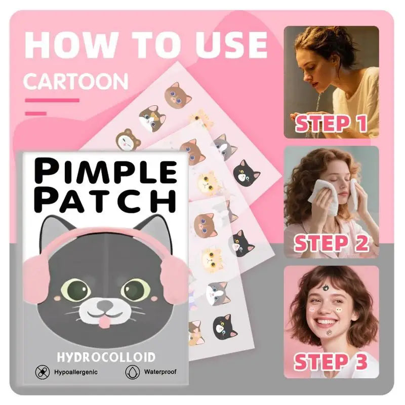 600pcs Cute Cat Shaped  Invisible Acne Cover Removal Pimple Patch 20 Type Acne Treatment Sticker