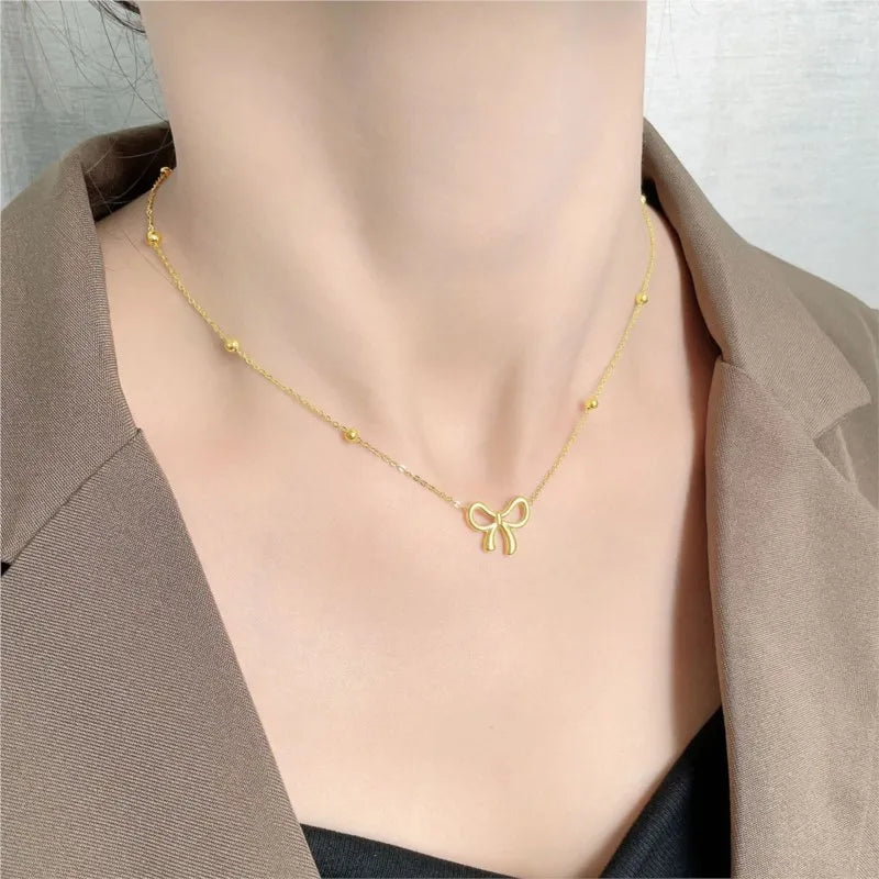 Orexy™ Beads Golden Grace Bow Necklace
