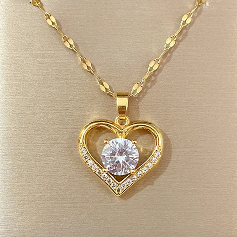 Orexy™ Gems Heart Pendant Necklace for women. 2025 Golden Lips Neck Chain for Female