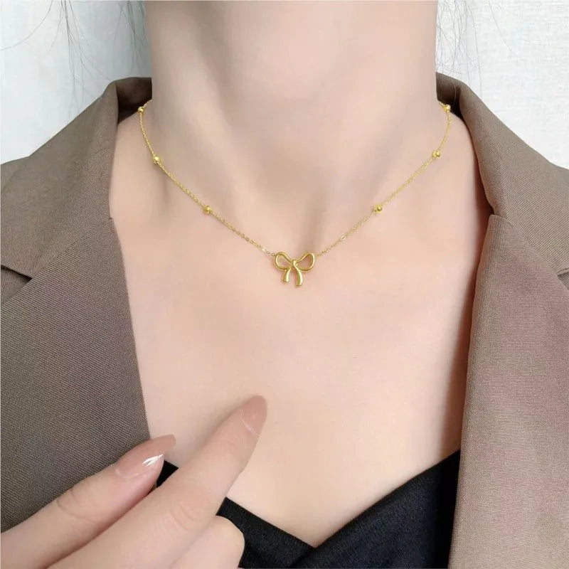 Orexy™ Beads Golden Grace Bow Necklace