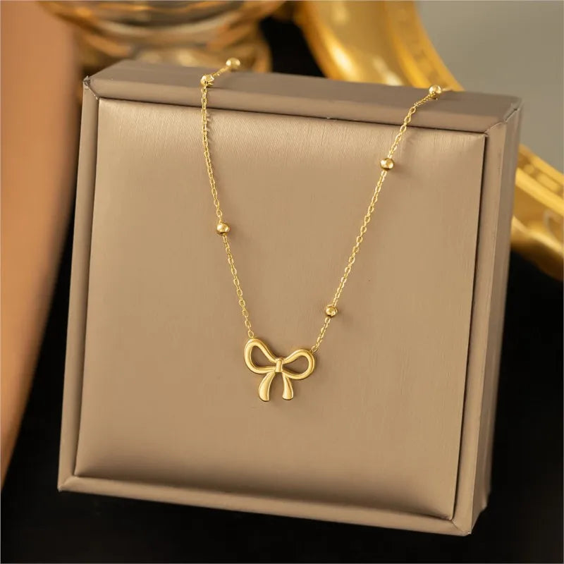 Orexy™ Beads Golden Grace Bow Necklace